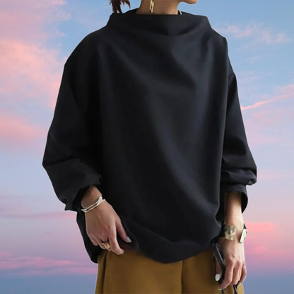 Mila™ - Einfarbiges Langarmshirt mit hohem Kragen aus Baumwolle
