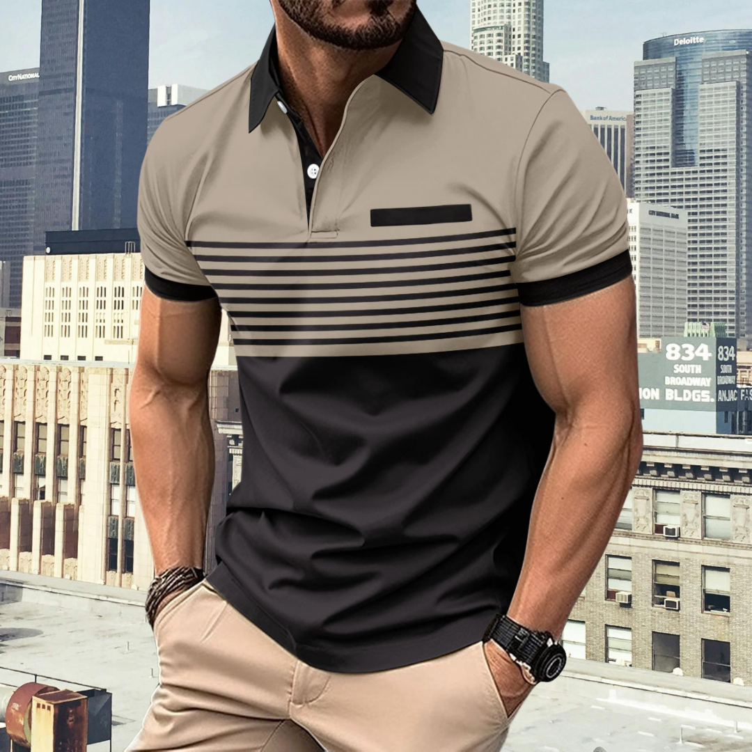 Alex™ • Herren-Kurzarm-Poloshirt mit Streifenmuster